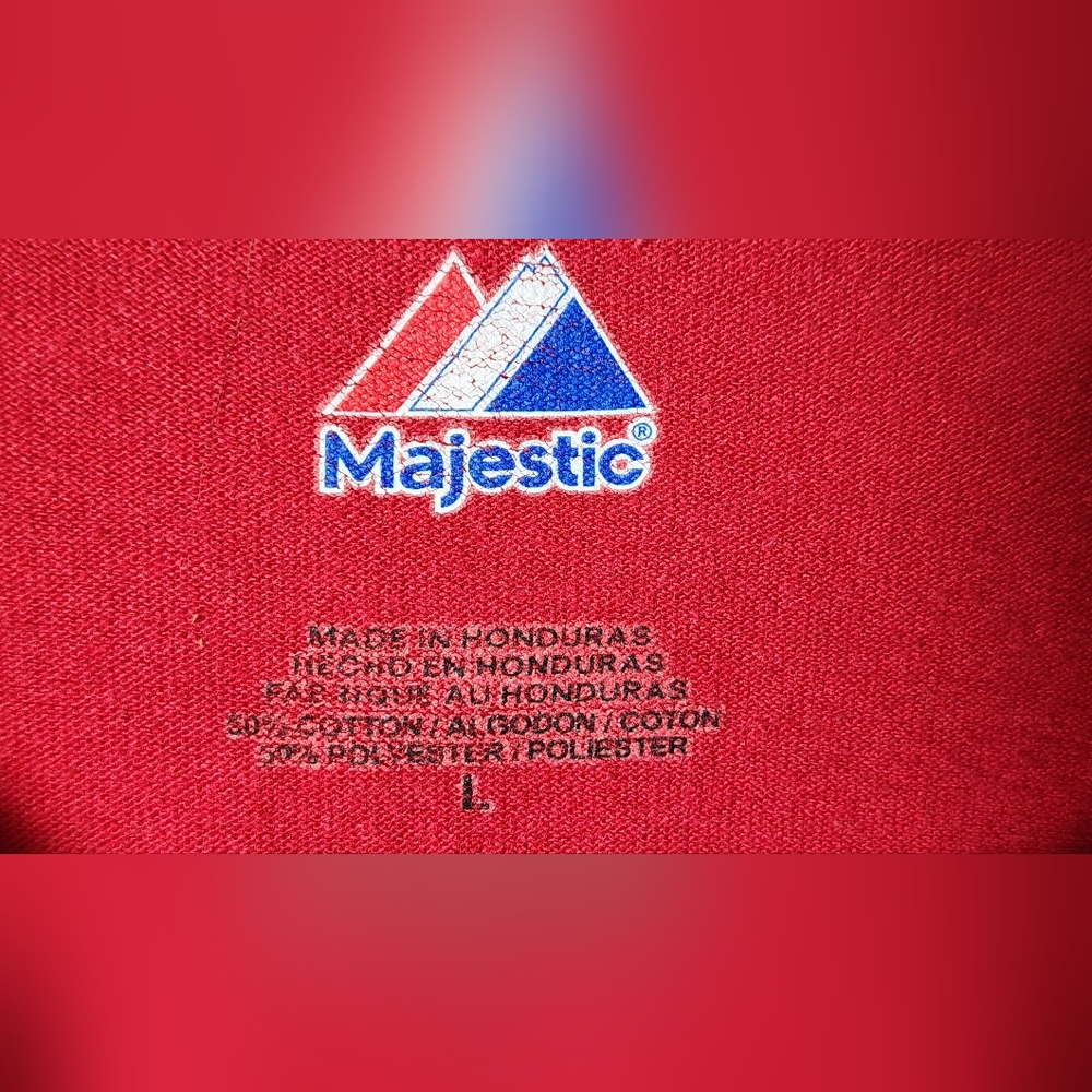 MAJESTIC MLB WASHINGTON NATIONALS  BUTTON TOP SHORT SLEEVE TSHIRT LARGE RED - Picture 5 of 6